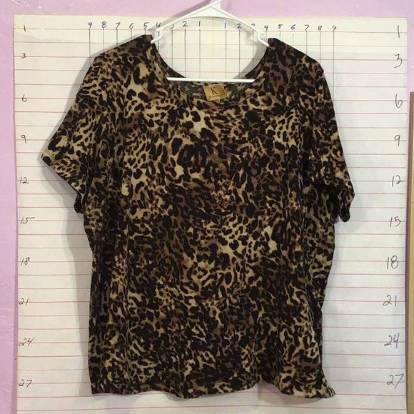KASPER women’s print top sz 3X black and brown - Picture 1 of 5